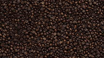 a seamless pattern in photograph, extreme close-up, top-down view of coffee beans, filling the entire frame with a focus on the intricate details of the food items