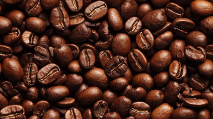 Obraz premium a seamless photographic pattern of an extreme close-up, top-down view of coffee beans, filling the entire frame with a focus on the intricate details