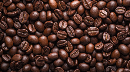 Obraz premium a seamless texture pattern of a close-up photo, macro shot, top-down view of coffee beans, filling the entire frame with a focus on the intricate details of the food items