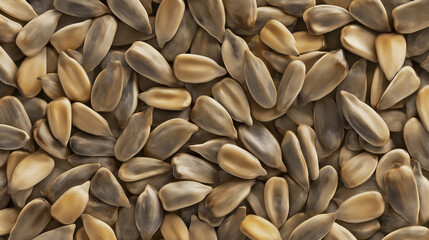 a seamless texture pattern of a close-up photo, macro shot, top-down view of sunflower seeds, filling the entire frame with a focus on the intricate details of the food items