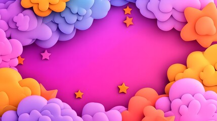 Naklejka premium Soft pastel clouds and swirling stars, seamless repeat, whimsical and playful, subtle gradients, smooth textures, minimalistic aesthetic.