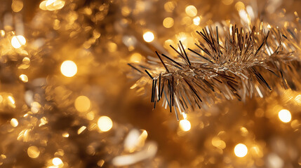 shimmering tinsel garland texture with a blend of metallic brown, tan and cream strands