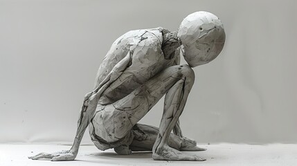 Abstract Human Figure Sculpture in White