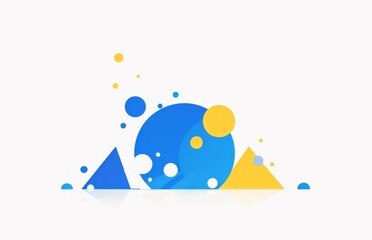 Naklejka premium Blue Circle and Yellow Triangles on White Background
