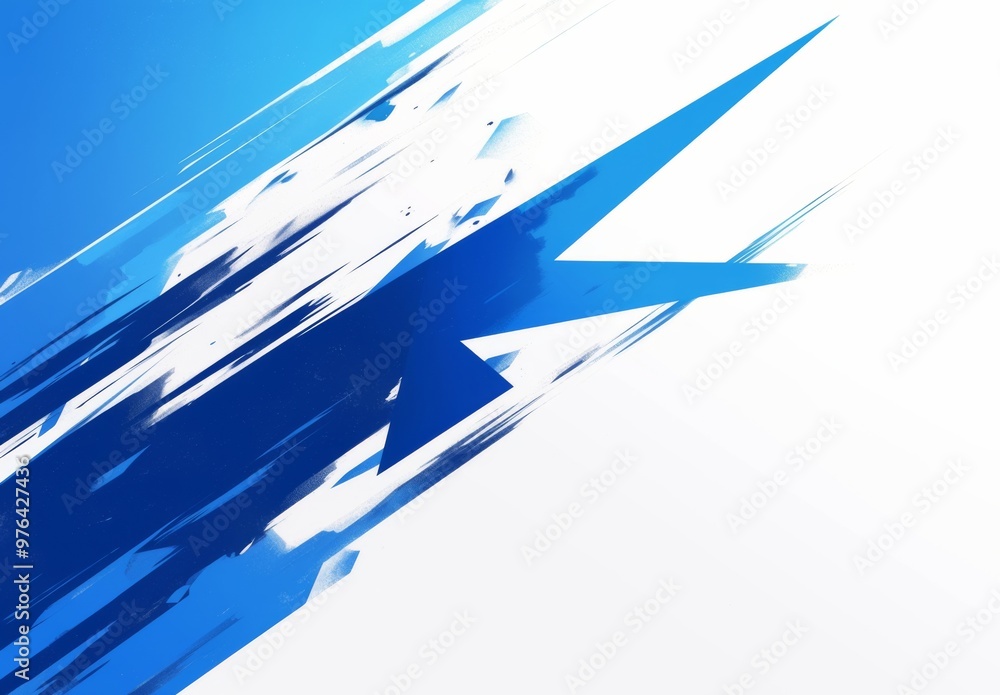 Poster minimalistic blue wave with simple lines on white background