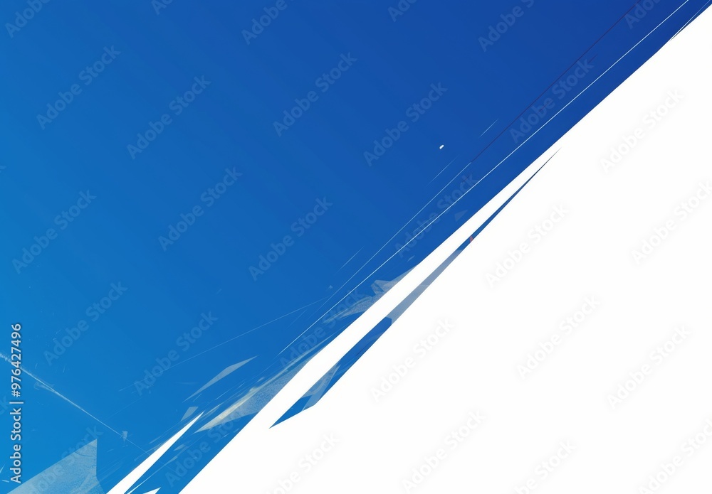 Poster minimalistic blue wave with simple lines on white background