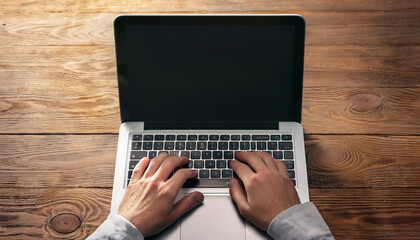 Fototapeta premium Laptops are placed on the floor for online work anywhere.