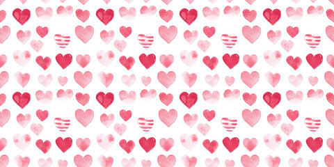 blush and raspberry color hearts seamless pattern, clean surface texture, white background