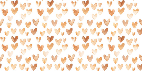 champagne and bronze color hearts seamless pattern, clean surface texture, white background