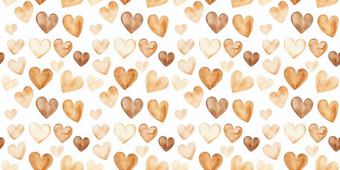 ivory and biscuit color hearts seamless pattern, clean surface texture, white background