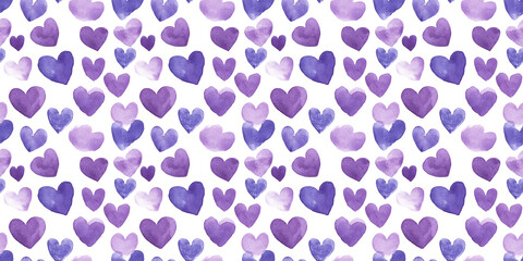 lavender and royal purple color hearts seamless pattern, clean surface texture, white background