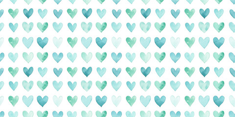 mint green and sky blue color hearts seamless pattern, clean surface texture, white background
