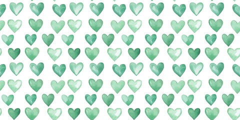 mint julep and pine green color hearts seamless pattern, clean surface texture, white background