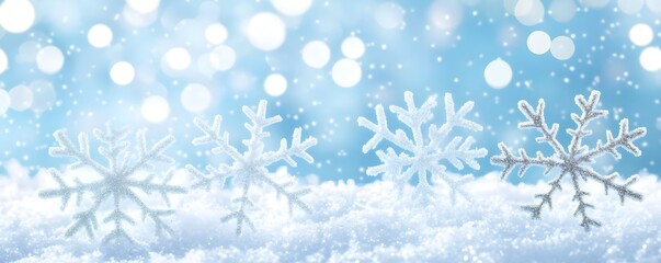 Winter Wonderland Snowflakes with Bokeh Lights