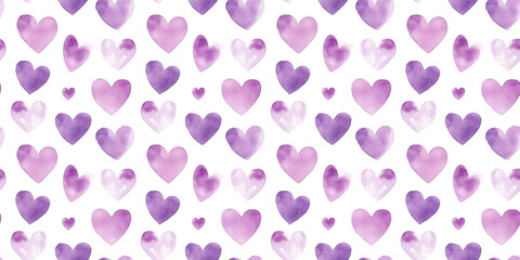 pale lilac and grape color hearts seamless pattern, clean surface texture, white background
