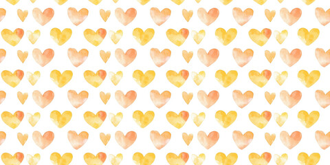 pale yellow and peach color hearts seamless pattern, clean surface texture, white background