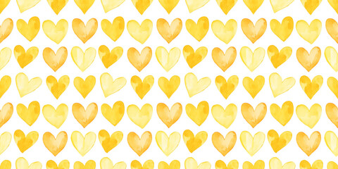pale yellow and saffron color hearts seamless pattern, clean surface texture, white background