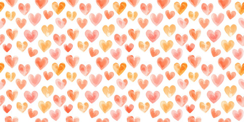 peach and persimmon color hearts seamless pattern, clean surface texture, white background
