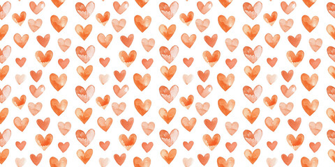 peach and rust color hearts seamless pattern, clean surface texture, white background