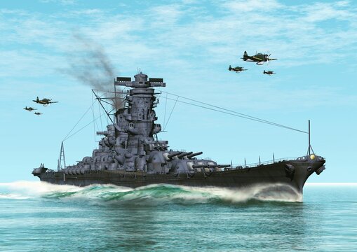 大海原を航行する戦艦大和