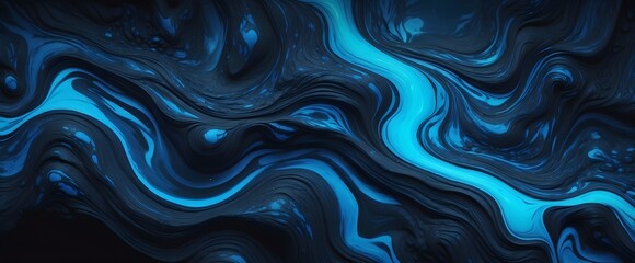 Obraz premium abstract fluid liquid texture background with black and blue color combination