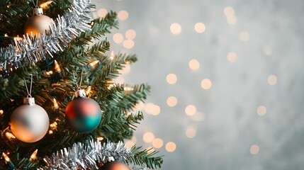 Obraz premium Christmas Tree Ornaments & Lights Blurred Background