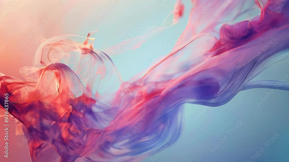 Poster vibrant abstract smoke art in shades of red and purple, creating a dynamic and ethereal visual effec