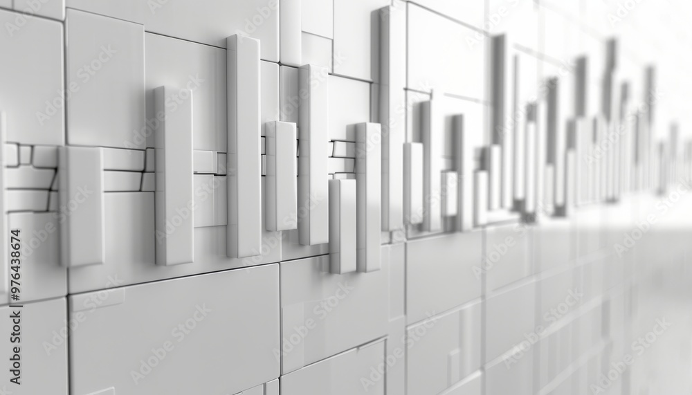 Poster abstract white wall design with vertical blocks, showcasing modern architecture and minimalistic sty