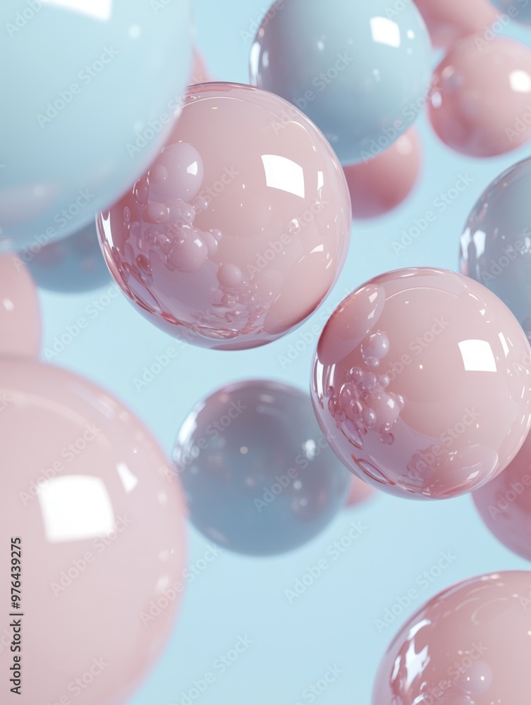 Sticker Elegant glass spheres in pastel colors