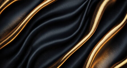 Elegant black and gold satin fabric background