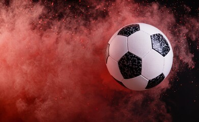 Naklejka premium soccer ball in smoke and sparks