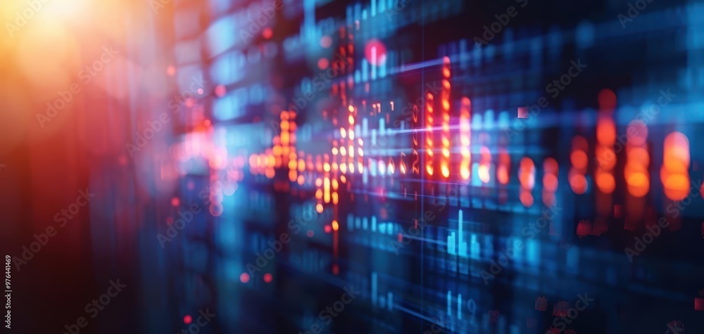 Leinwandbilder A vibrant digital abstract image showcasing colorful data visualizations, perfect for technology and finance themes.