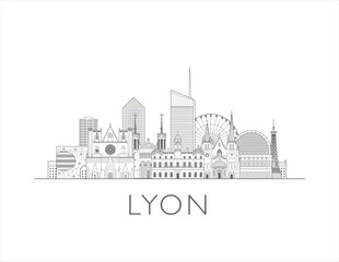 Lyon Skyline cityscape vector illustration