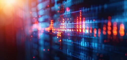 Fototapeta premium A vibrant digital abstract image showcasing colorful data visualizations, perfect for technology and finance themes.