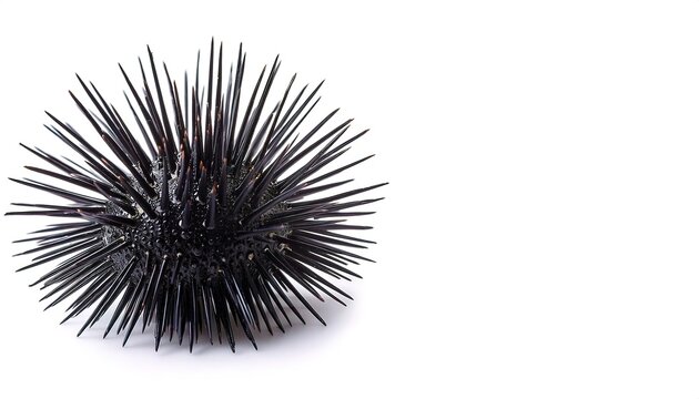 Sea urchins are spiny, globular animals, echinoderms in the class Echinoidea. They move slowly, crawling with their tube feet, and sometimes pushing themselves with their spines Isolated on white