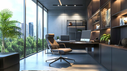 Fototapeta premium Modern Office Interior Design - 3D Illustration