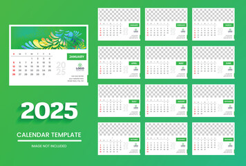 2025 Calendar Design For Desktop And Card Premium Vector