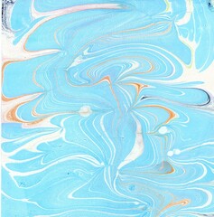 hand painted marbled artwork: Blue Waves