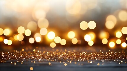 Golden Glitter & Bokeh Lights Background