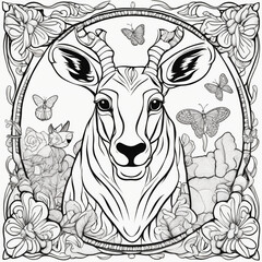Fototapeta premium Free Vector Animals Coloring Book Page