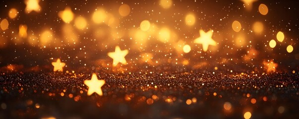 Fototapeta premium Golden Glitter Stars Bokeh Background