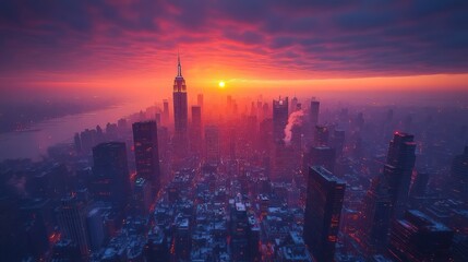Fototapeta premium Sunrise Over New York City Skyline