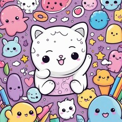 Naklejka premium seamless pattern with cats