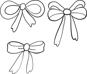 Simple hand drawn Black ribbon bow collection.