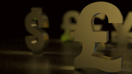 The pound symbol for  Business concept 3d rendering.