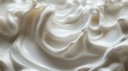 Fototapeta premium Creamy texture with smooth, flowing waves of white substance, evoking sense of softness and elegance..
