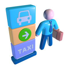 Taxi Stand 3D Illustration Icon