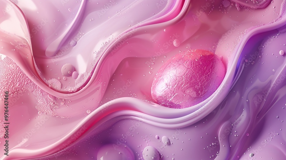 Poster hyper-realistic 3d art of a uterus and egg with emphasized color palette