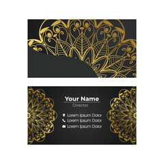 Luxury business card with gold mandala decoration design