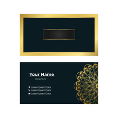 Luxury business card with gold mandala decoration design